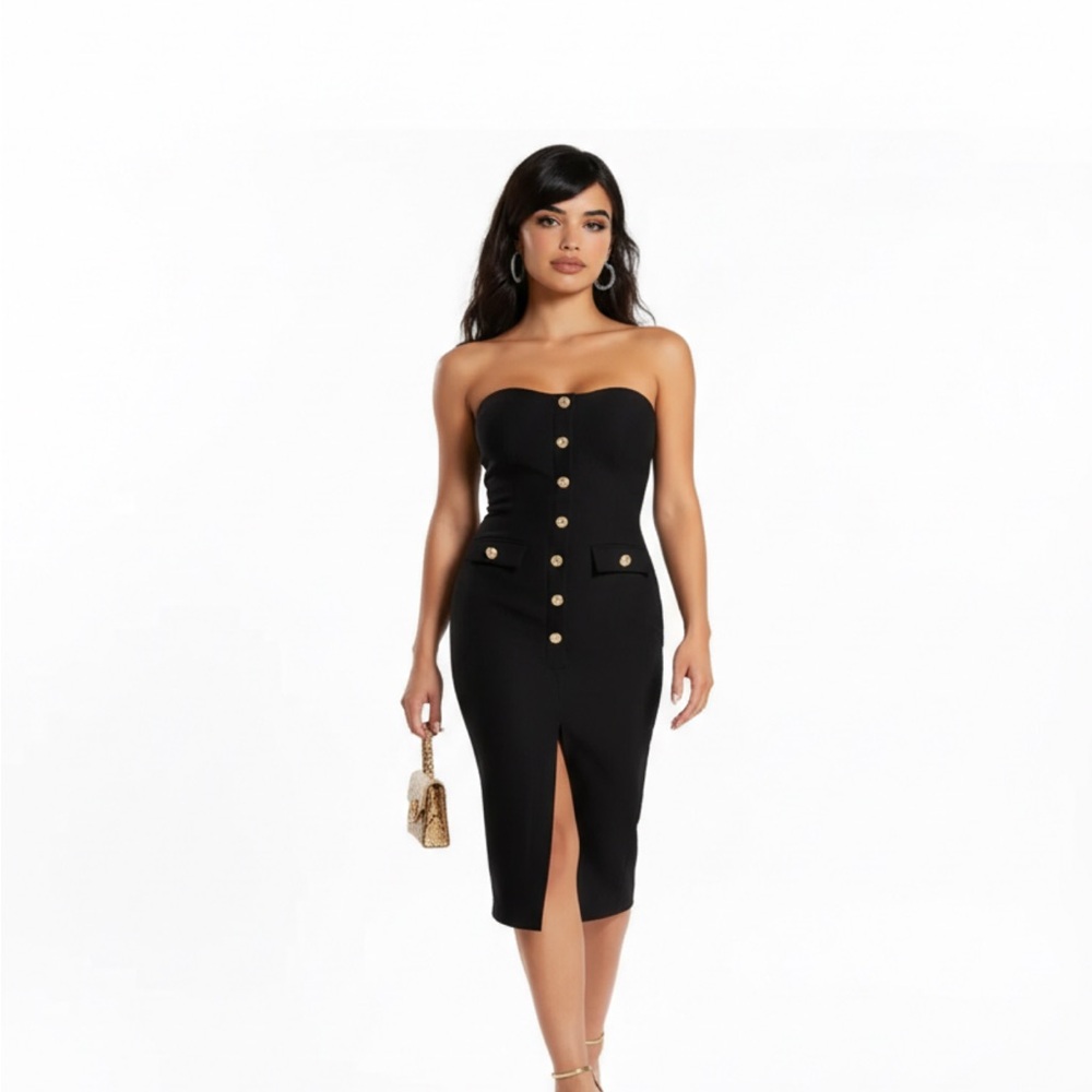 Elegant Black Strapless Dress